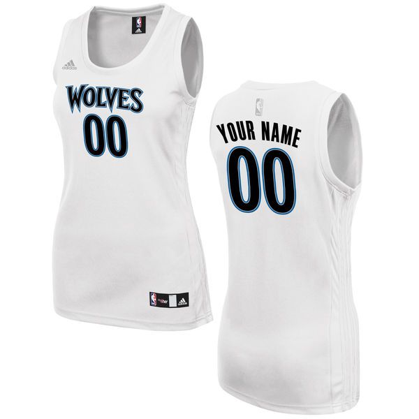 Women Minnesota Timberwolves Adidas White Custom Fashion NBA Jersey